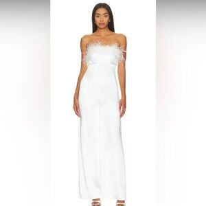 Lovers + Friends White Dress with Feather Detail